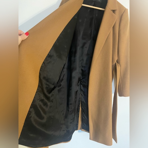 Zara Women's Tan Belted Wool Coat - Picture 4 of 8